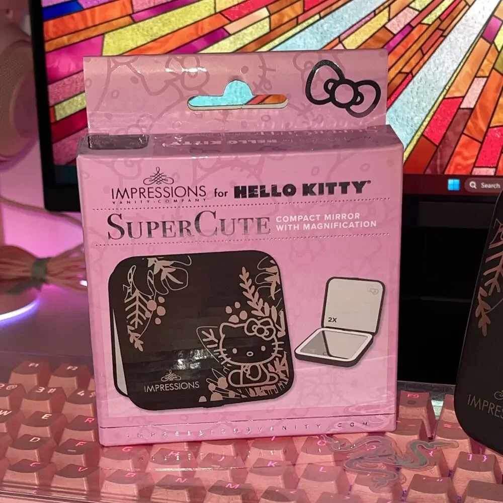 Impressions Vanity Hello Kitty Compact Mirror Black Touch Sensor Dimmer Sanrio